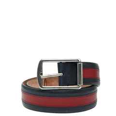 グッチ シェリーライン ベルト サイズ：90 36 295331 ネイビー レッド レザー メンズ GUCCI【1-0236252】