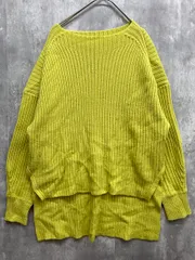 MICHEL KLEIN ミッシェルクラン ウールブレンド バックロング リブ ニット セーター size38/ライムグリーン ◆■ レディース