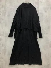 BLUE EAST ブルーイースト 8-2746 リボンケープニットベスト＆リブニットワンピース 2枚セット 黒 ◆■ レディース