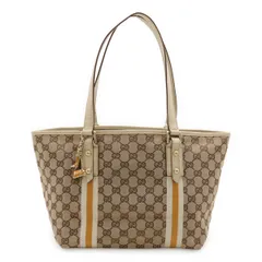GUCCI グッチ GGキャンバス シェリーライン トートバッグ ショルダーバッグ レザー カーキベージュ アイボリー マスタード チャーム付き 137396