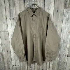 OLD Eddie Bauer 90s エディーバウアー ベージュ BD ボタンダウン 長袖 無地 コットン シャツ メンズ L サイズのサムネイル