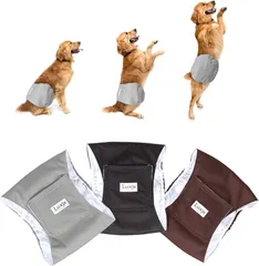 Luxja 犬用マナーベルト 男の子 メッシュ 防水 伸縮性 3点セット マーキング お漏らし お出かけ しつけ 介護用(XS,黒+グレー+コーヒー色)