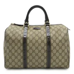 GUCCI グッチ GGスプリーム ハンドバッグ ミニボストンバッグ PVC レザー カーキベージュ ダークブラウン ゴールド金具 193603