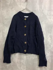 CHILD WOMAN チャイルドウーマン 01-01-KN-025-20-2 クルーネック ウール カーディガン sizeF/紺 ◆■ レディース