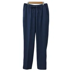 ユナイテッドアローズ A DAY IN THE LIFE UNITED ARROWS パンツ テーパード ロング イージー ドロスト ウエストゴム ハイウエスト センタープレス 無地 38 青 紺 ブルー ネイビー