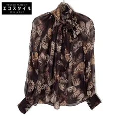 Salvatore Ferragamo サルヴァトーレフェラガモ ﾌﾞﾗｳﾝ ｼﾙｸ100 蝶ﾓﾁｰﾌ ﾎﾞｳﾀｲﾌﾞﾗｳｽ 40