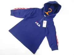 キッズ・ベビー 新品タグ付 フィラ FILA 長袖 フード付きワンピース 90 ネイビー地 ホワイト レッド ロゴ メール便可のサムネイル