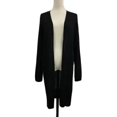 グローブ grove カーディガン ニット ロング 前開き トッパー シアー 無地 長袖 L 黒 ブラック