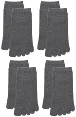 新品 [オカモト] 綿で作ったやさしい靴下 5本指ソックス クルー丈 4足組 レディース 無地 肌側綿100 口ゴムゆったり フィット 4足組 649-404 チャコール 23.0 cm~25.0 cm