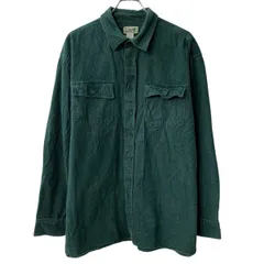 L.L.Bean 長袖 フランネルシャツ XL グリーン エルエルビーン ボタン 無地 胸ポケット シャモアクロス 長袖シャツ 春物 a804-6307のサムネイル