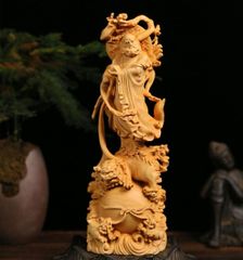 ③置物　達磨大師　木製像　木彫象　高さ88㎝　インテリア　オブジェ　ダルマ　彫刻　美術　芸術　台座付　 新品】dsdsad 達磨大師 仏像 木彫り ツゲ製高級木彫り 仏陀彫刻 美術品