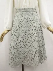プロポーションボディドレッシング PROPORTION BODY DRESSING 洗えるひざ丈レースフレアスカート 1 グレー 花柄