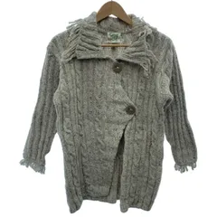 【中古】　Carraig Donn　カーディガン　ニットアウター　無地　ケーブル編み　アイルランド製　古着　/7252