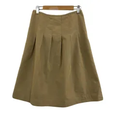 キース KEITH スカート フレア ひざ丈 チノ タック ベージュ