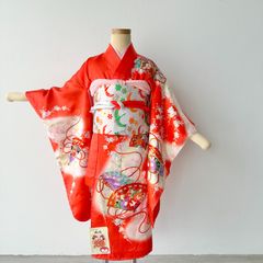 七五三/3歳/6点セット/着物・被布・髪飾り・草履・足袋・半襟付き