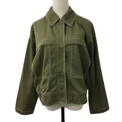 ザラ ZARA ジャケット ブルゾン ジップアップ 無地 長袖 USA M 緑 グリーン