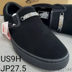 VANSバンズ■新品未使用 2025年 日本企画 廃版 SLIP ON スリッポン V98CF CHN BLACK 本革 オールスエード US9H JP27.5 黒 モカシン ローファー レザー デッキシューズ