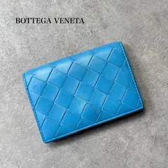 BOTTEGA VENETA ボッテガヴェネタ マキシイントレチャート  カードケース 名刺入れ 二つ折り ラムレザー ブルー