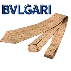 BVLGARI ブルガリ ネクタイ 総柄 ベージュ系 シミあり