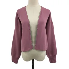 ナイスクラップ NICE CLAUP ナチュラルクチュール natural couture カーディガン ニット 前開き 無地 長袖 F ピンク