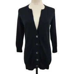 ラエフ la.f... カーディガン ニット Vネック 無地 七分袖 1S 紺 ネイビー