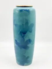 深川製磁 色絵彩磁 花瓶 フラワーベース 青系 高さ約30cm