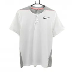 ナイキゴルフ 半袖ポロシャツ オフホワイト×ライトグレー メッシュ生地 DRI-FIT メンズ L ゴルフウェア NIKE