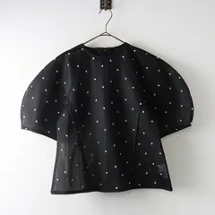 マチャット MACHATT シアーダンボールトップス ｜ブラック ブラウス 半袖 メッシュ ボンディング調【2400014894561】のサムネイル