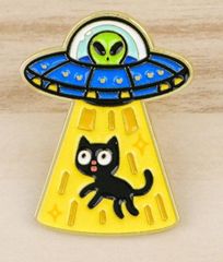 ピンバッジ】UFOに連れ去られる黒猫さん ＊ キャトるミューティ 