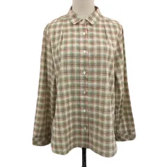 シンプルライフ SIMPLE LIFE シャツ ブラウス スタンダード チェック 長袖 15 ベージュ ピンク