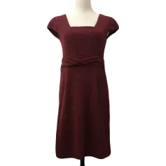 プロポーション ボディドレッシング PROPORTION BODY DRESSING ワンピース Iライン ミニ スクエアネック フレンチスリーブ 2 エンジ 赤 レッド