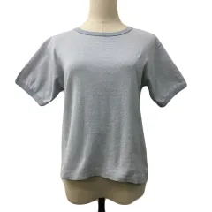 コーエン coen Tシャツ カットソー プルオーバー クルーネック ボーダー 半袖 MEDIUM グレー 水色 ライトブルー