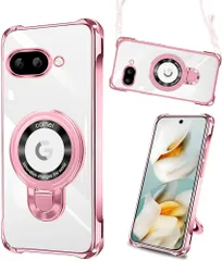 Google Pixel 9a ケース リング付き ピクセル9A ケース MagSafe対応 クリア Pixel 9aカバー 車載ホルダー ワイアレス充電 耐衝撃 磁力強 指紋防止 マグネット搭載 多機能 スタンド 薄型 軽 米軍MIL規格 TPU 透明