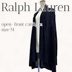 RALPH LAUREN ニットカーディガン M相当 ブラック メリノウール100% ショールカラー ドレープ 羽織り ラルフローレン