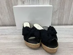  【美品】 DIANA／ダイアナ／ウェッジミュール／サンダル／M／レディース／リボン／ブラック／日本製／FA56352