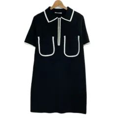 【中古】　ZARA　ニットワンピース　半袖　ミニ丈　タイト　ハーフジップ　無地　レギュラーカラー　胸ポケット　カジュアル　モード　古着　/2101