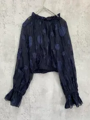 ZARA ザラ シースルー ドット フレアスリーブ ショート丈 ブラウス シャツ sizeS/紺 ■◇ レディース