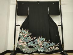 平和屋着物＊夏物 九寸名古屋帯 草花文 銀糸 正絹 逸品 DABD6654cm