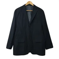 エレメントオブシンプルライフ element of SIMPLE LIFE ジャケット テーラード ミドル丈 無地 シングル 肩パッド 薄手 長袖 50 紺 ネイビー