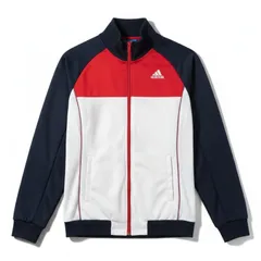 アディダス adidas ジップアップジャージ 配色デザイン サイドメッシュ ストレッチ ネイビー×ホワイト OTサイズ 2026011900014