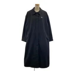 【美品】  FRED PERRY / フレッドペリー | オーバーシルエット ロゴボタン フライフロント シングルコート / 総裏地 | UK 10 | ブラック系 | レディース