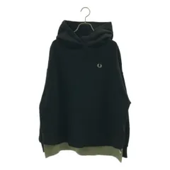 FRED PERRY / フレッドペリー | バイカラー ワンポイントロゴ スウェット フーディ | UK 10 | ブラック/グリーン | レディース