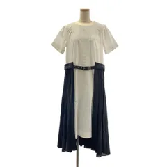 【美品】  sacai / サカイ | 2020SS | Cotton Poplin Dress / プリーツ ドッキング ショルダーロゴジップ ワンピース | 1 | ブラック/ホワイト | レディース