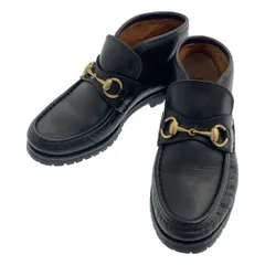 GUCCI / グッチ | レザー ホースビット ローファー ショートブーツ | 36 | ブラック | レディース
