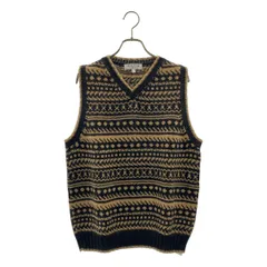 BEAMS F / ビームスエフ | 別注 RAffa MOLINA アルパカ100% ニット ベスト | L | ブラック/ブラウン | メンズ