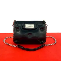 極 美品 MAISON MARGIELA メゾンマルジェラ グラムスラム レザー 本革 チェーン ミニ ショルダーバッグ ポシェット ブラック 81735