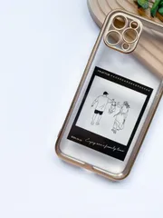 スマホカード スマホステッカー スマホアクセサリー オーダーメイド 線画イラスト 似顔絵 フィルム風 クリアカード ２枚セット バレンタイン