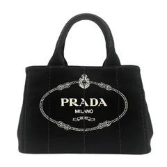 PRADA プラダ カナパ 2WAY トートバッグ ショルダーストラップ付 RFID 1BG439 キャンバス ブラック レディース 【中古】