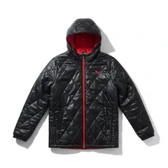 プーマ PUMA ジャケット 中綿 ロゴ刺繍 ジップ フード 赤 黒 Mサイズ 2026012000232