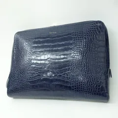 Paul Smith ポールスミス クロコ型押し クラッチバック ネイビー ※中古